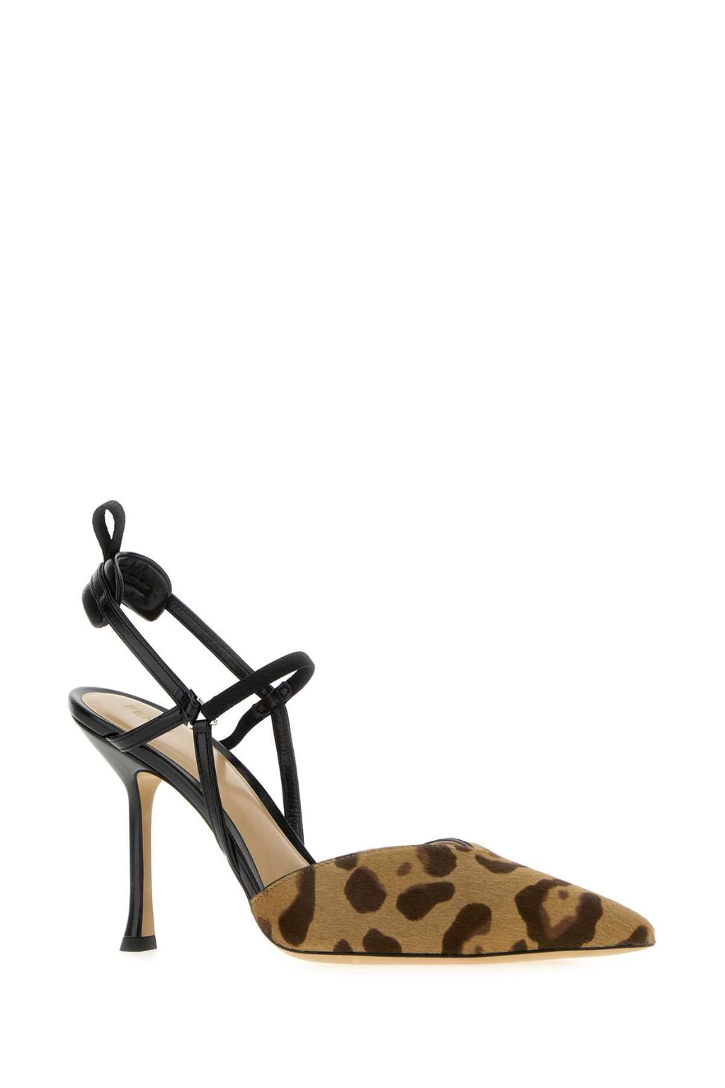 Fendi Women's Leopard Leather Slingback Pumps in Brown - view 2