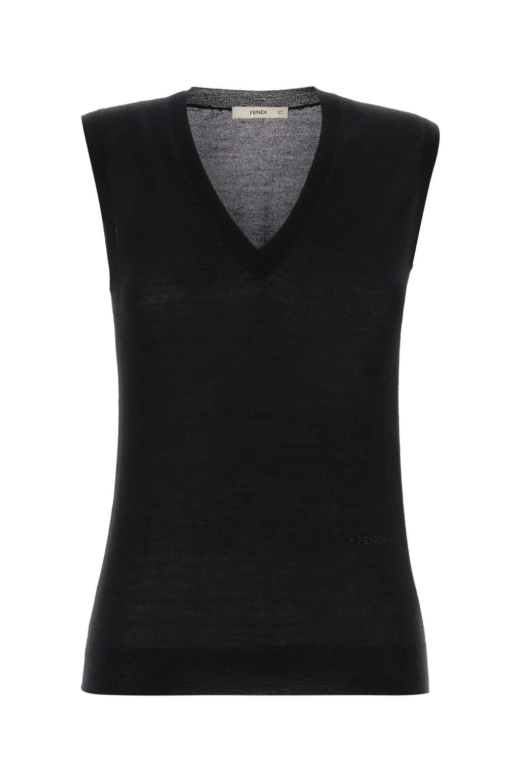 Fendi Women's Cashmere V-Neck Vest in Black - view 1