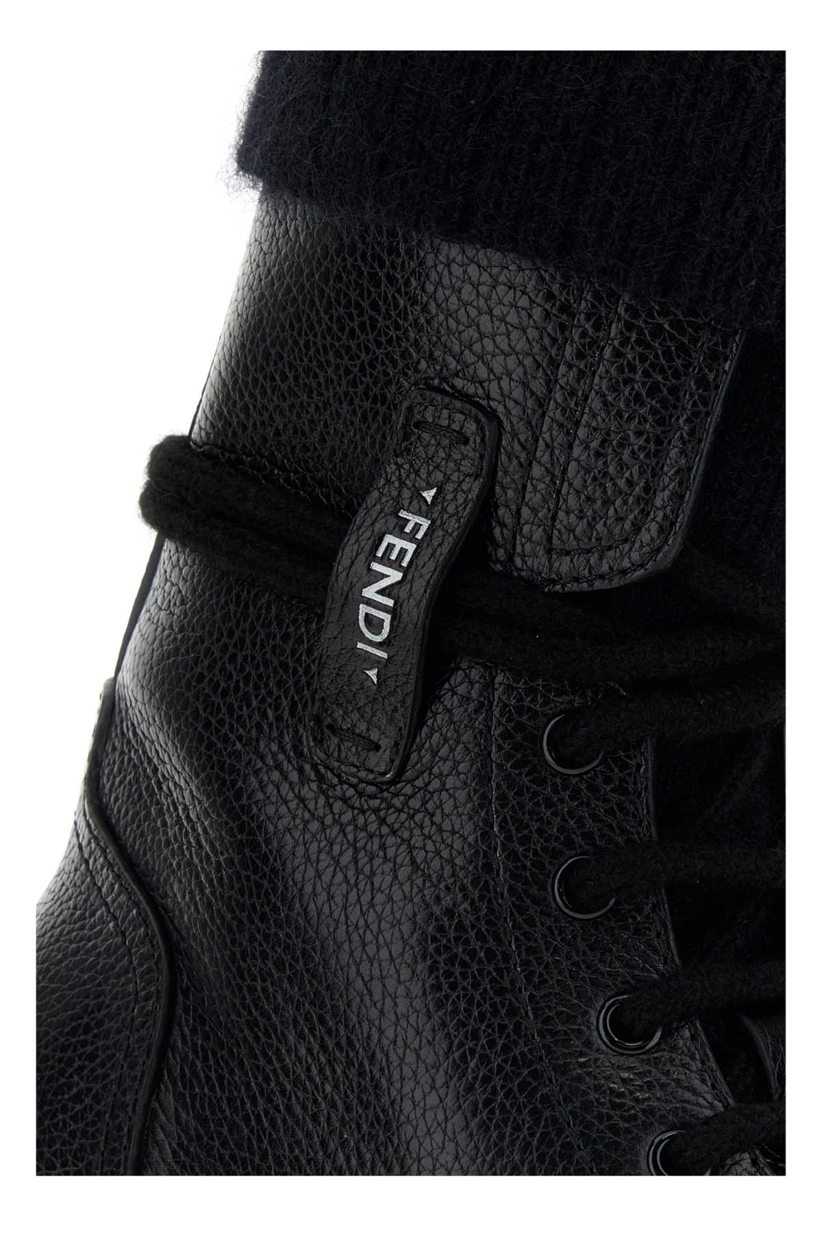 Fendi Women's Leather Biker Boots in Black - view 3