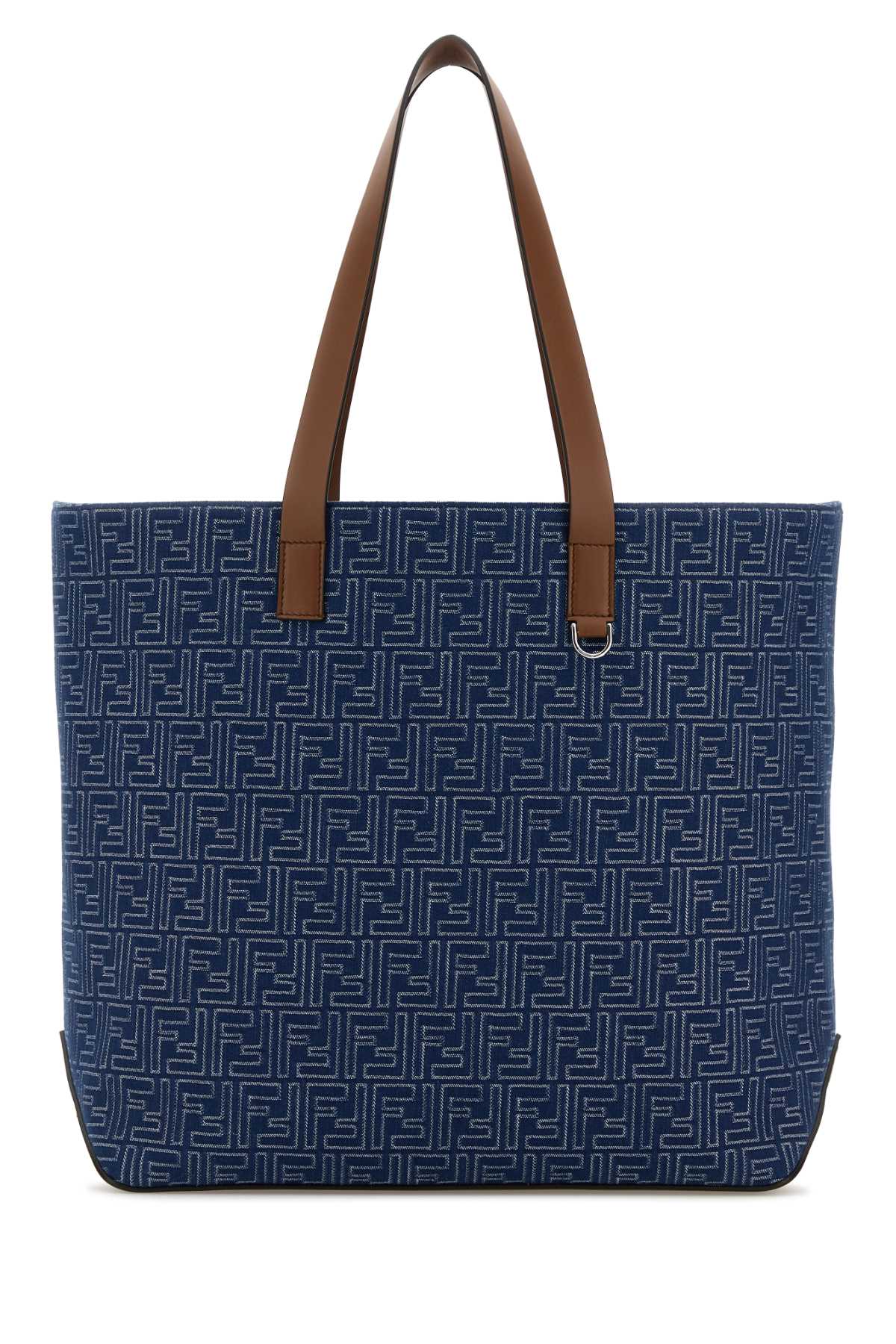 Fendi Men's Stripe Canvas Shopping Bag in Navy - view 3