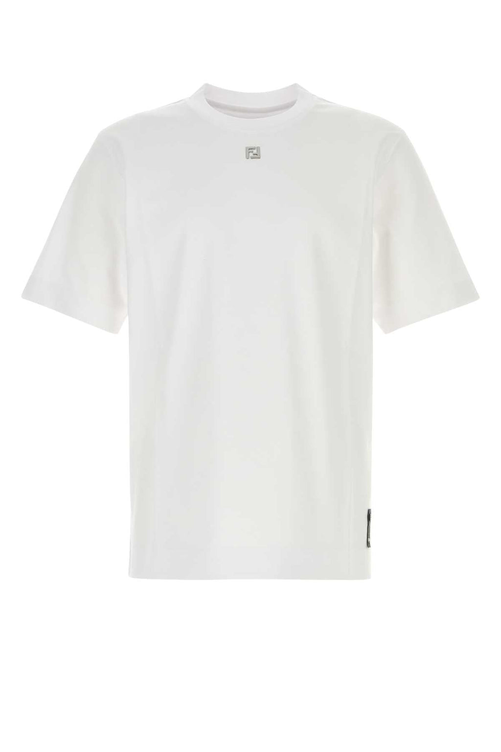 Fendi Men's Cotton T-Shirt with Metal FF in White - view 1