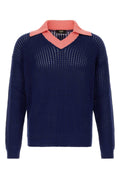 Fendi Men's Virgin Wool V-Neck Sweater in Navy - view 1