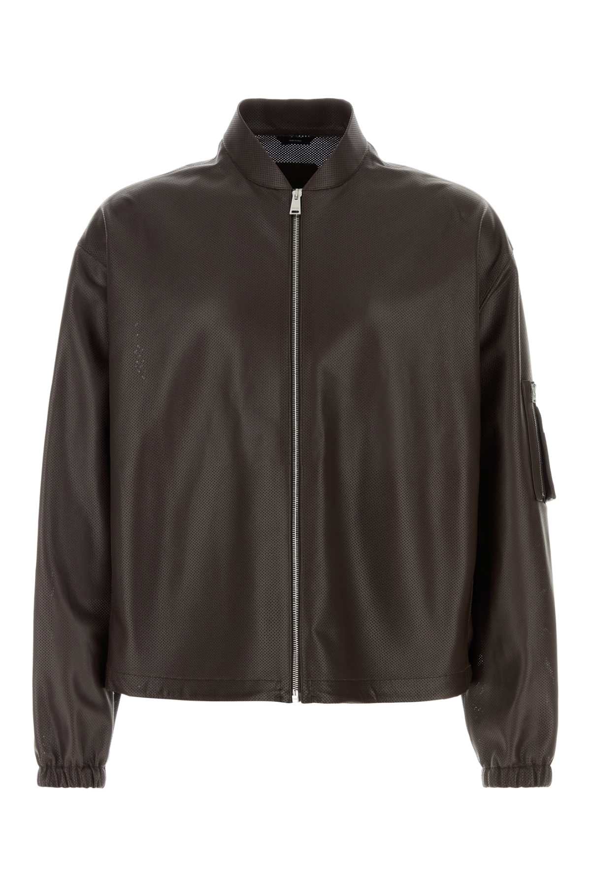 Fendi Men's Leather Blouson in Brown - view 1