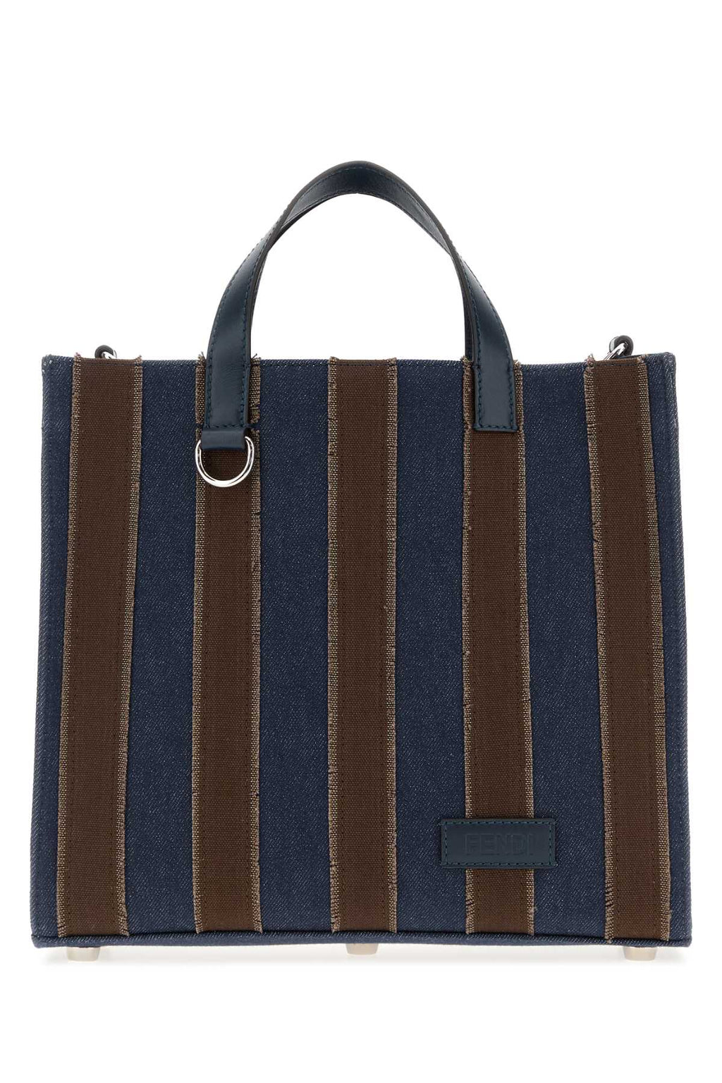 Fendi Men's Stripe Canvas Small Shopper in Navy - view 1