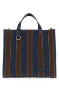 Fendi Men's Stripe Canvas Small Shopper in Navy - view 1