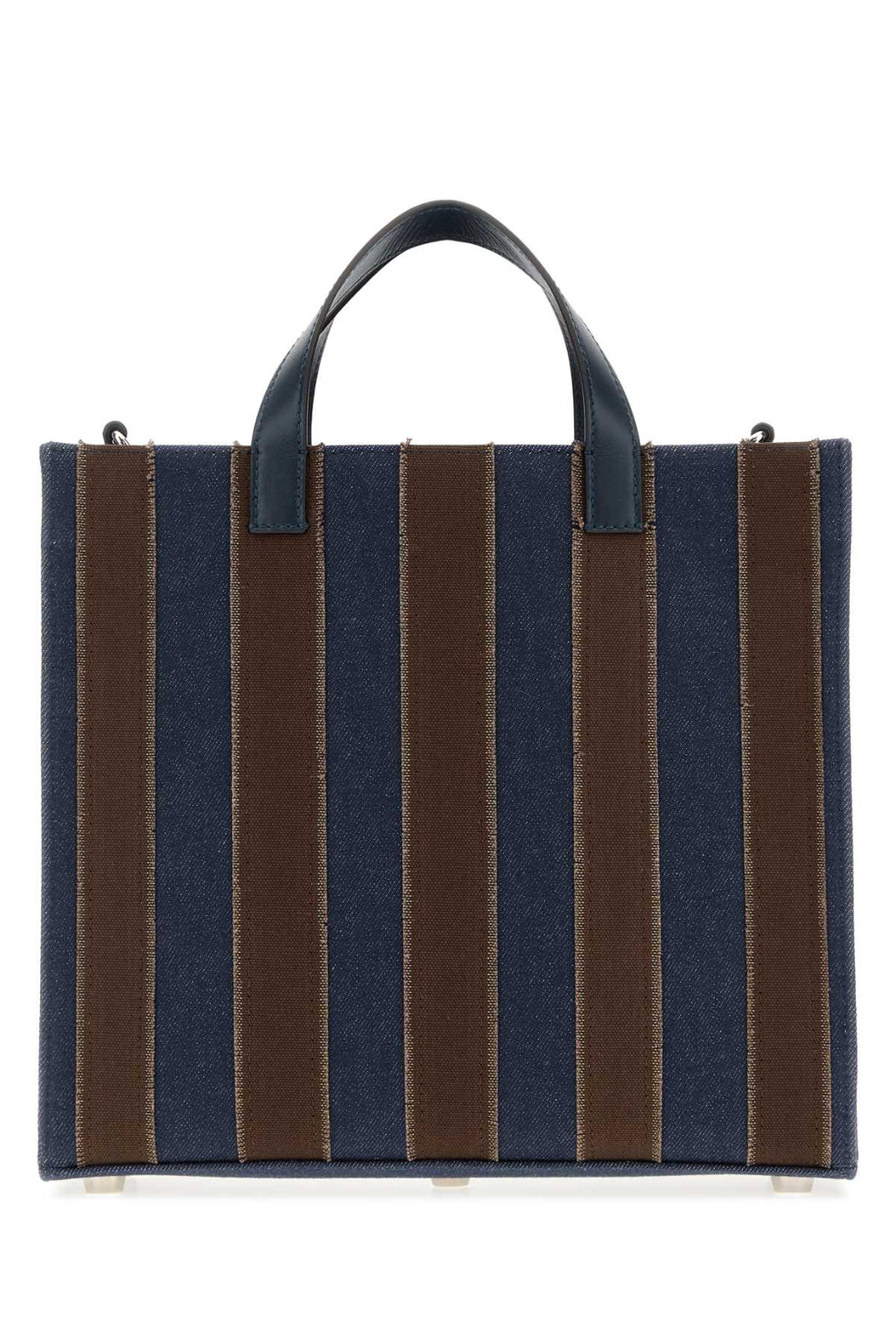 Fendi Men's Stripe Canvas Small Shopper in Navy - view 3