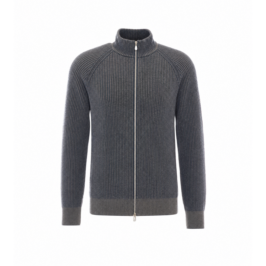 Brunello Cucinelli Men's Cashmere Rib Cardigan in Grey