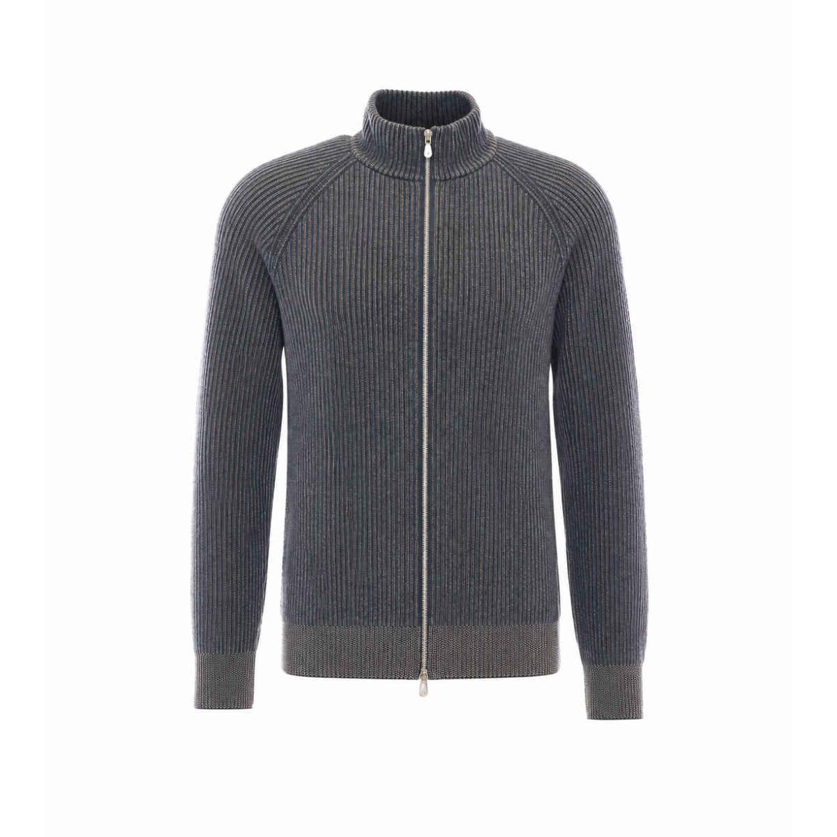 Brunello Cucinelli Men's Cashmere Rib Cardigan in Grey