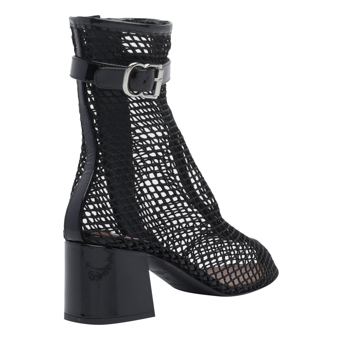 Alaia Women's Fishnet Pump Booties in Black Patent Leather - view 3