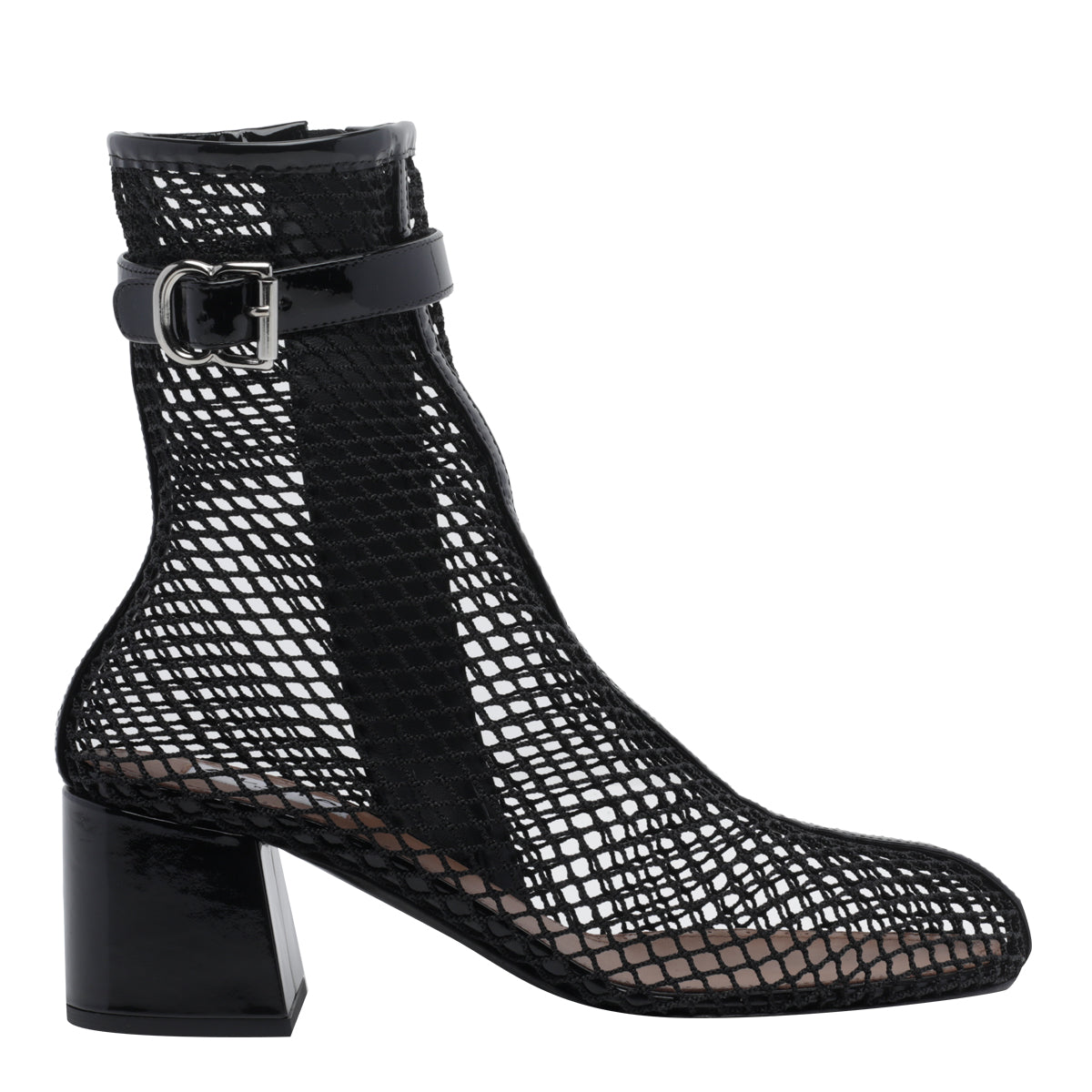 Alaia Women's Fishnet Pump Booties in Black Patent Leather - view 1