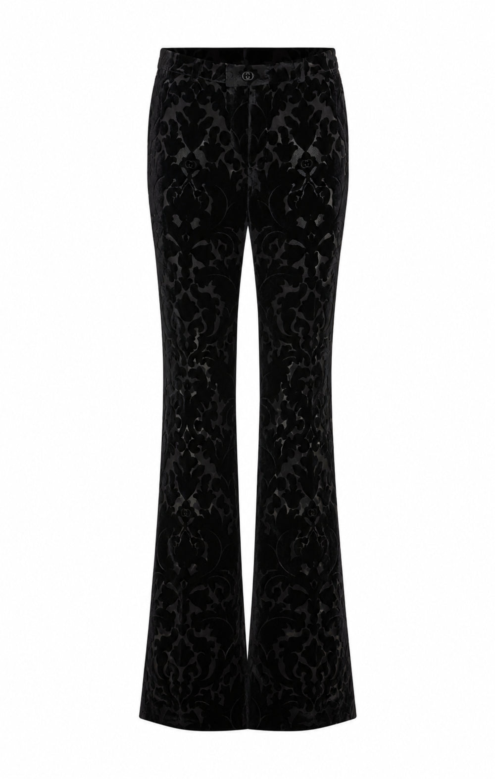 Gucci Women's Floral Print Velour Devore' Pants in Black - view 1