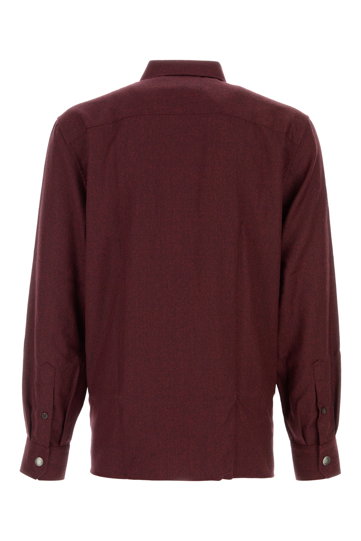 Brunello Cucinelli Men's Flannel Shirt in Burgundy - view 2