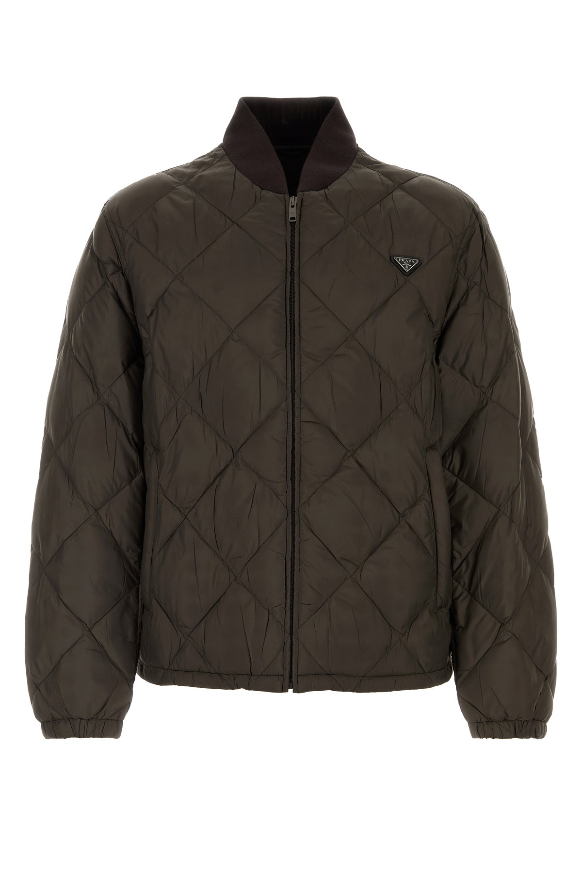 Prada Men's Polyester Down Jacket in Olive Green - view 1