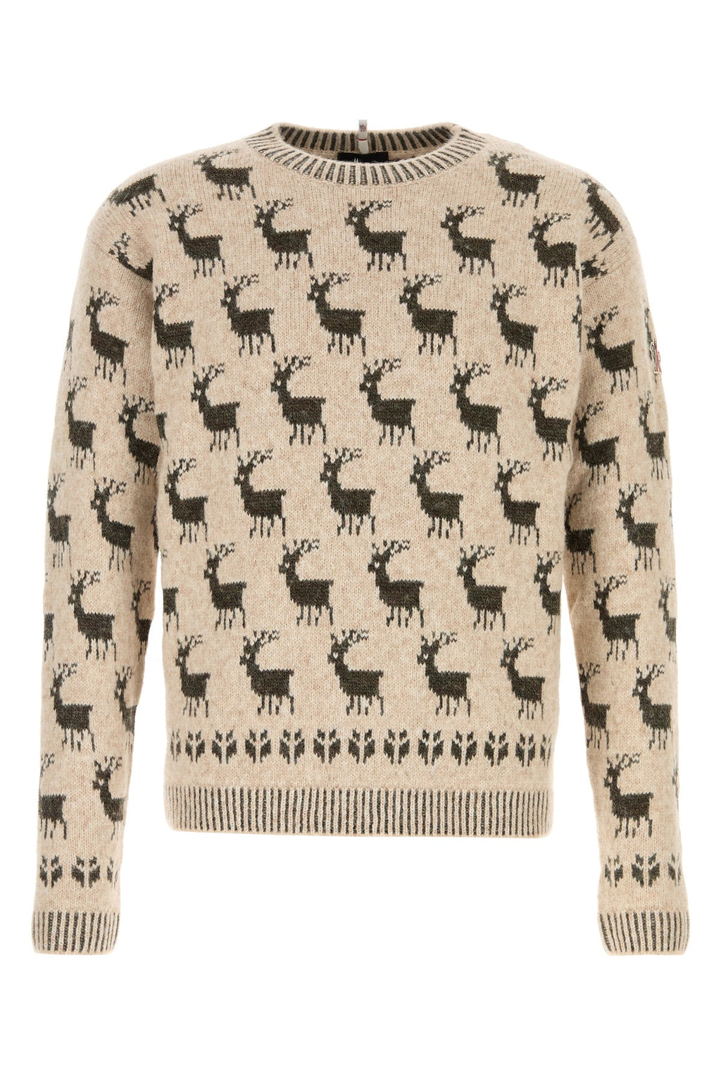Moncler Grenoble Men's Embroidered Alpaca Sweater in Cream - view 1