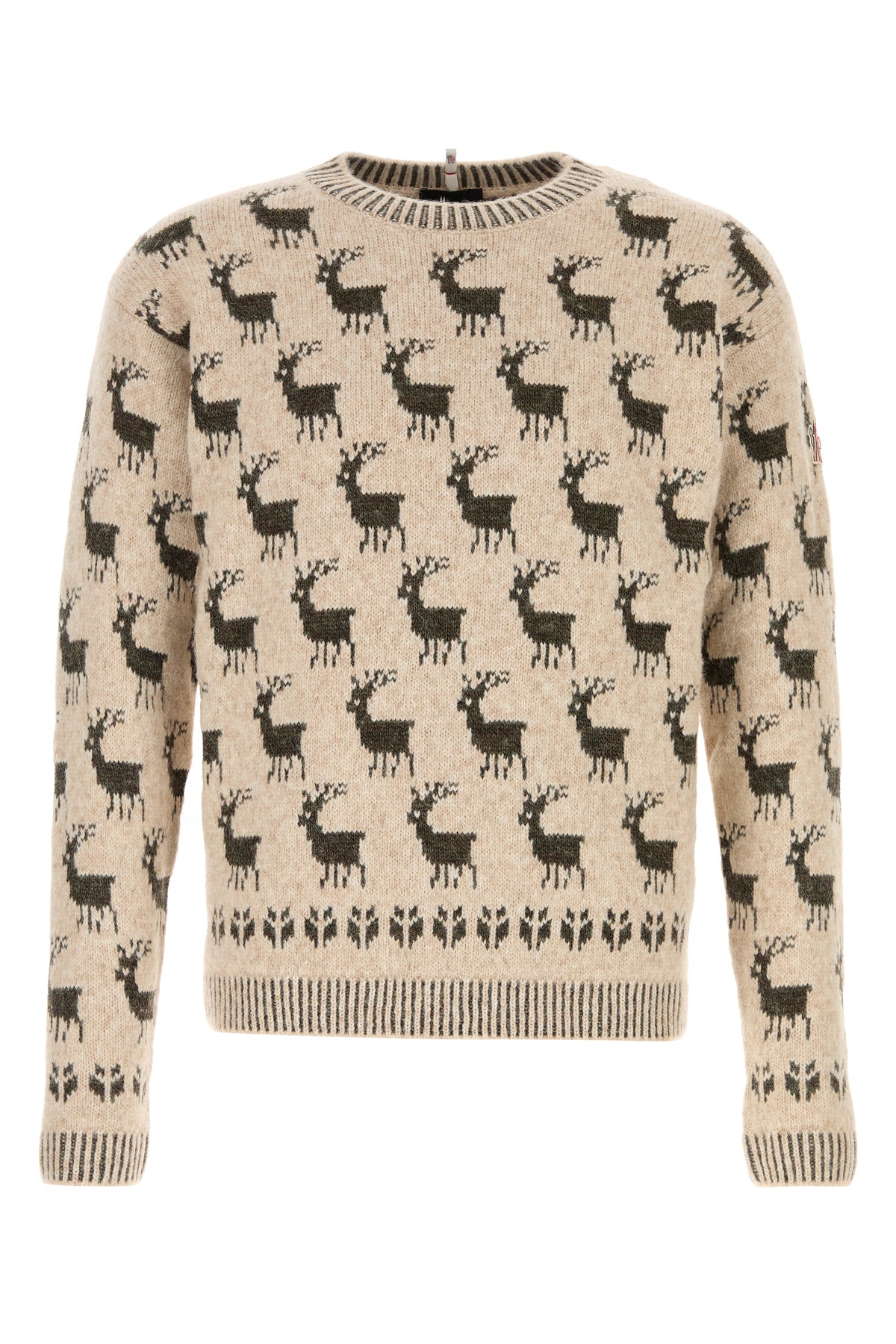 Moncler Grenoble Men's Embroidered Alpaca Sweater in Cream - view 1