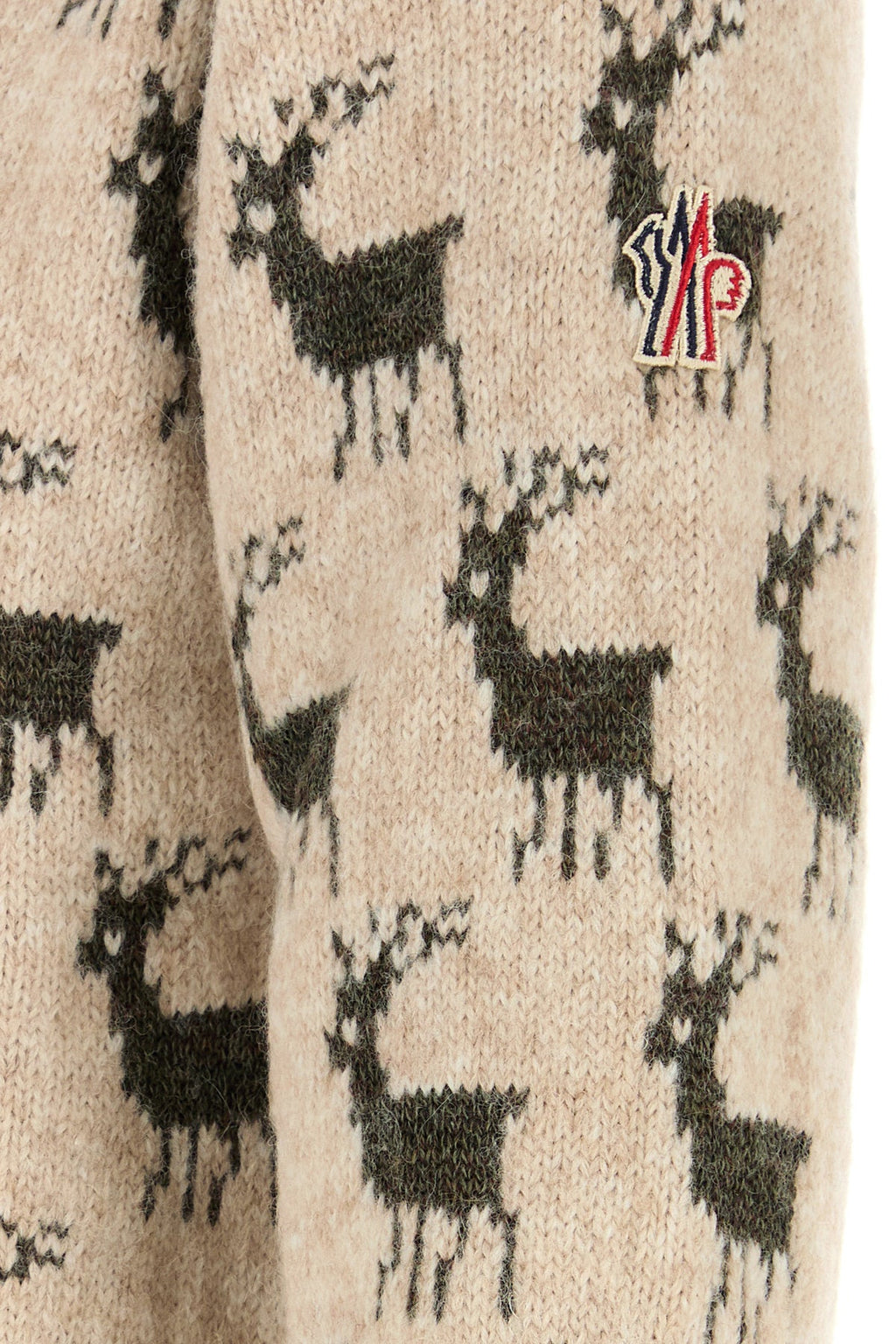 Moncler Grenoble Men's Embroidered Alpaca Sweater in Cream - view 3