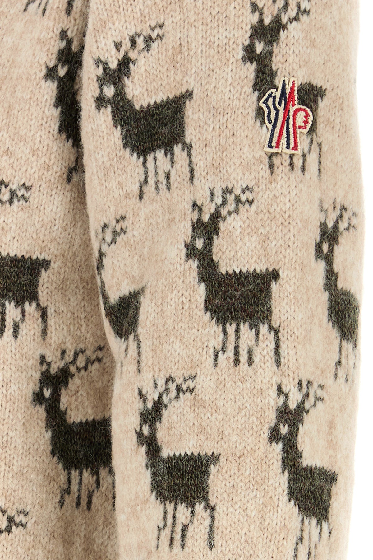 Moncler Grenoble Men's Embroidered Alpaca Sweater in Cream - view 3