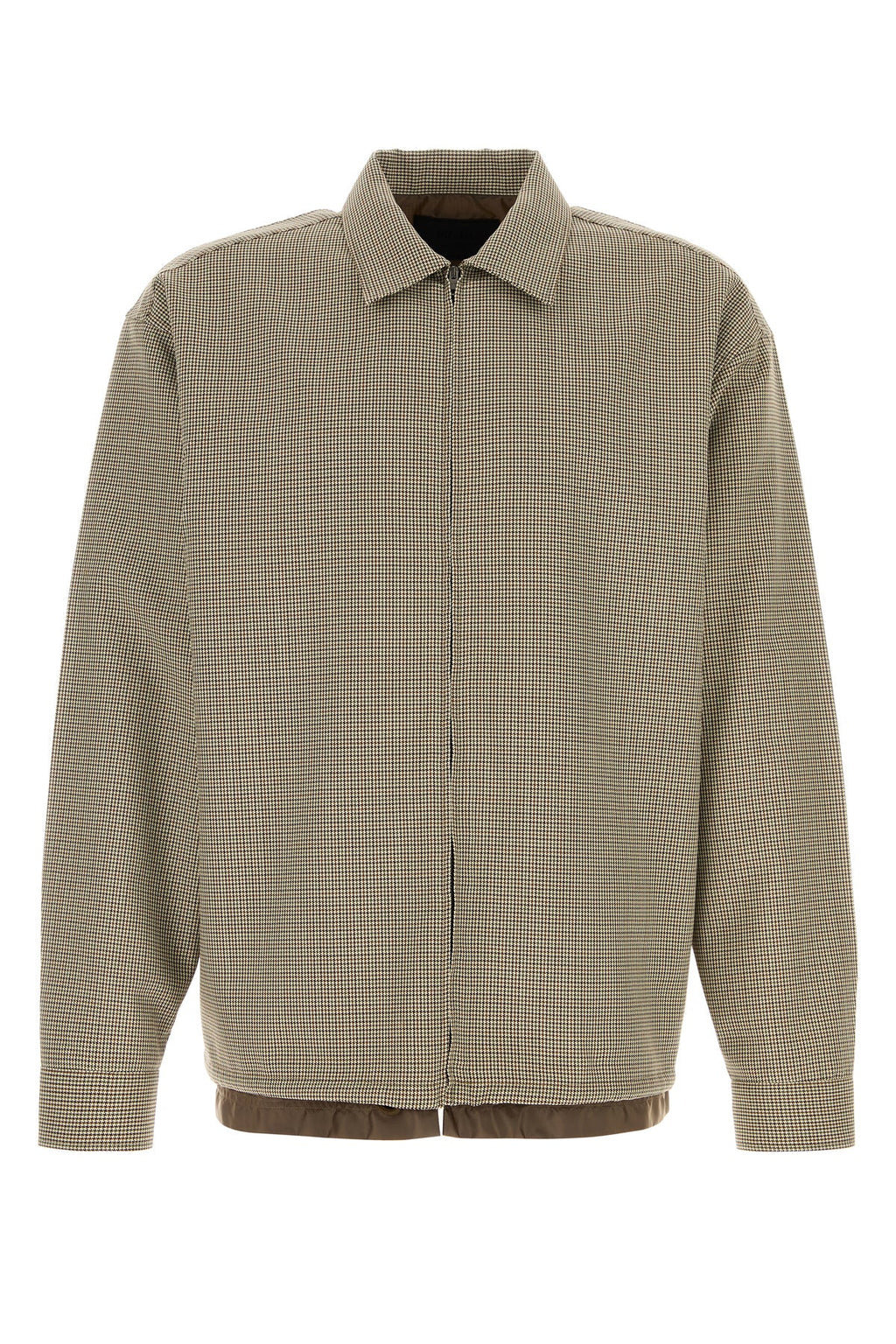 Prada Men's Embroidered Wool Shirt in Brown - view 1