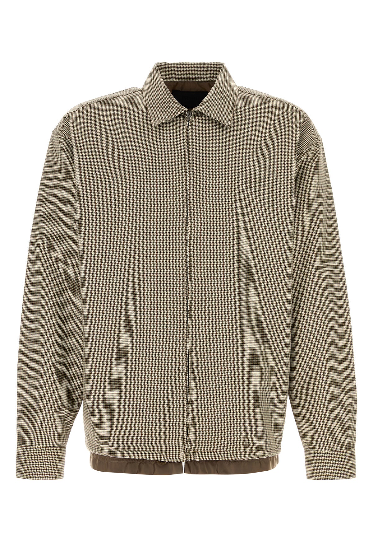Prada Men's Embroidered Wool Shirt in Brown - view 1