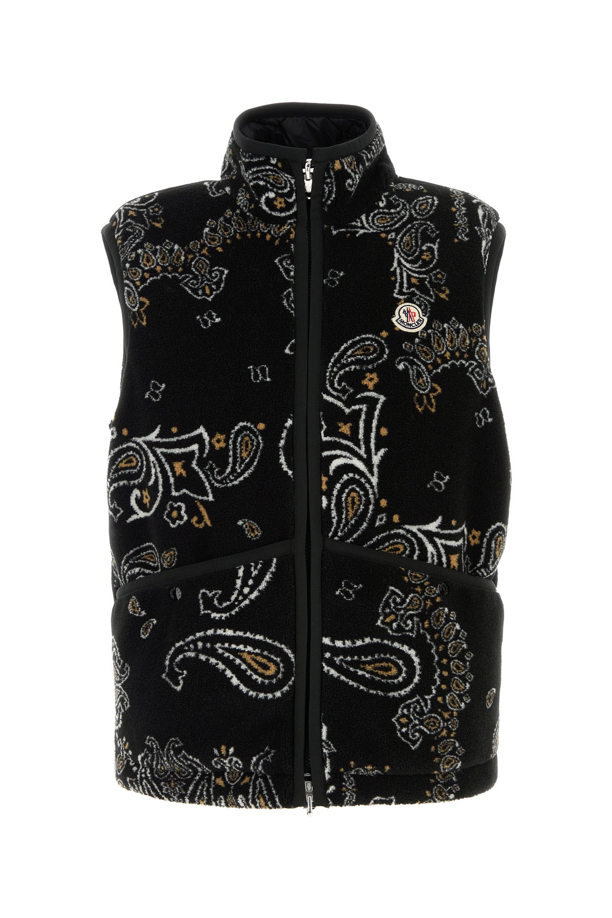 Moncler Men's Printed Teddy Reversible Vest in Black - view 1