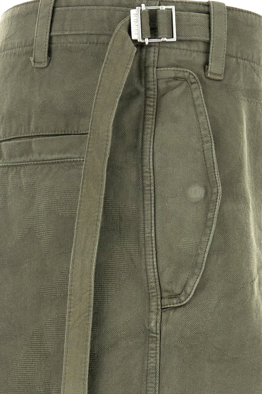 Fendi Men's Cotton Cargo Pant in Army Green - view 3