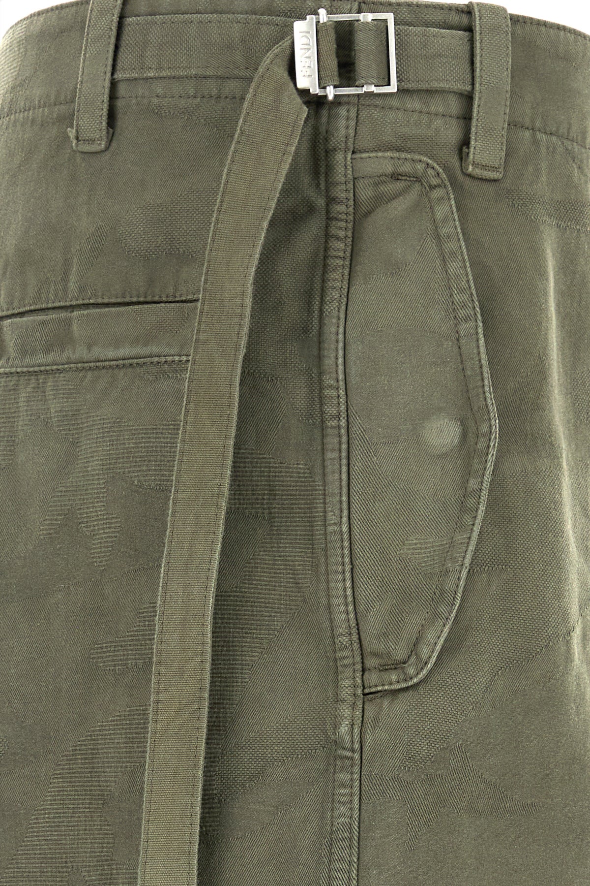 Fendi Men's Cotton Cargo Pant in Army Green - view 3
