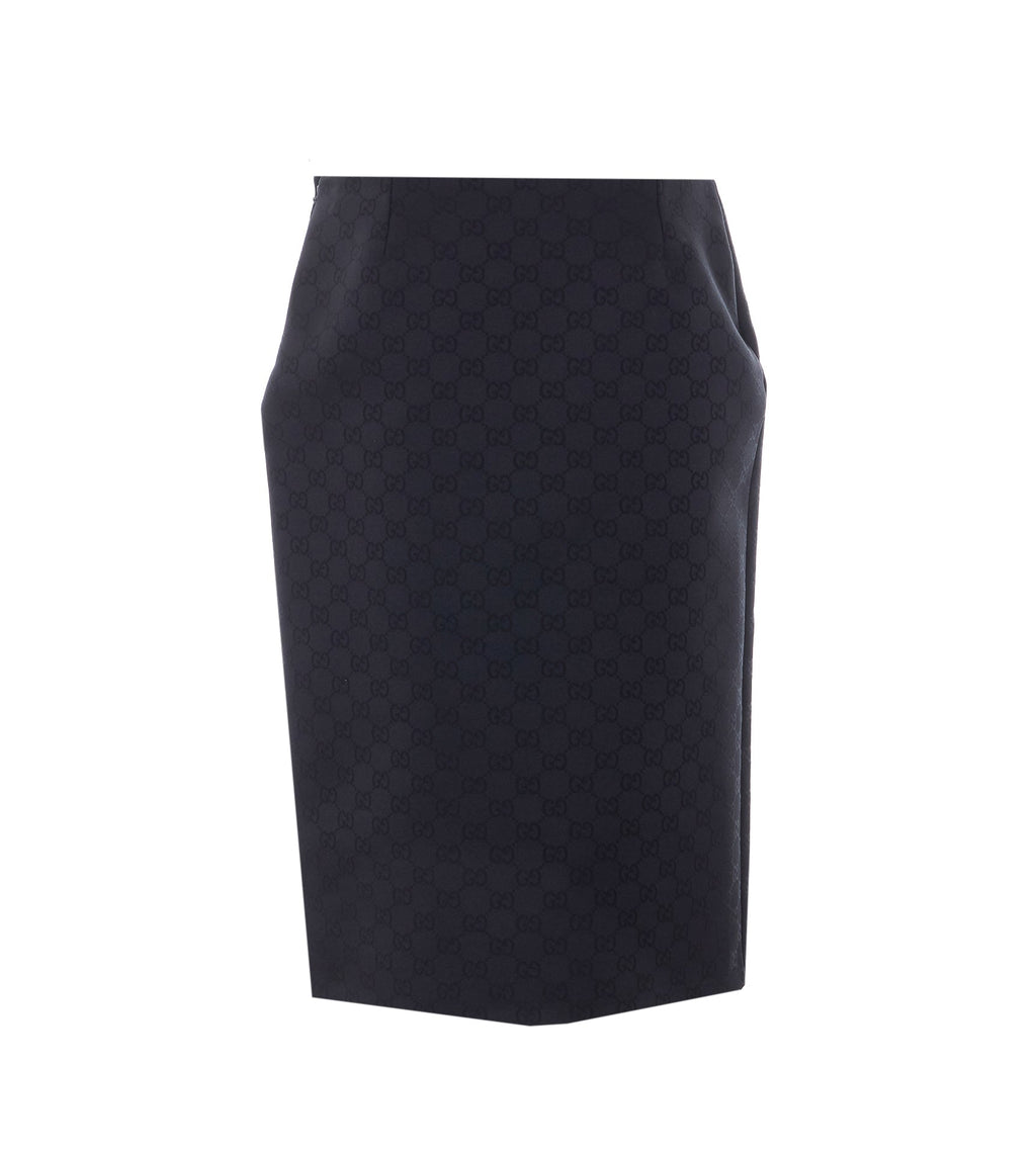 Gucci Women's Gg Viscose Jacquard Skirt in Black Silk - view 3