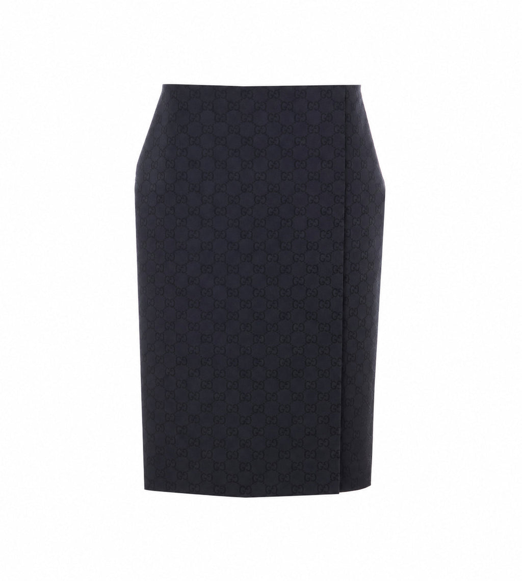 Gucci Women's Gg Viscose Jacquard Skirt in Black Silk - view 1