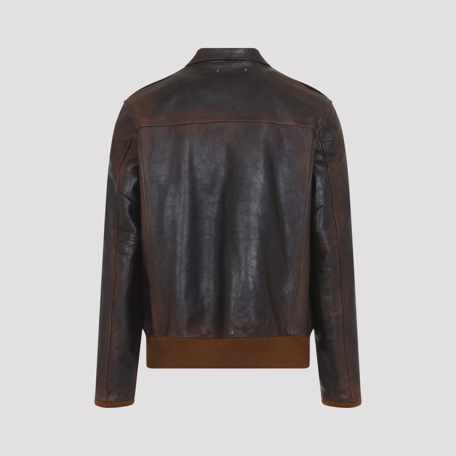 Golden Goose Men's Leather Bomber Jacket in Dark Brown