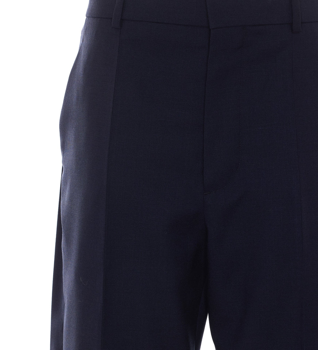 Bottega Veneta Women's Grain de Poudre Wool Pants in Blue - view 4