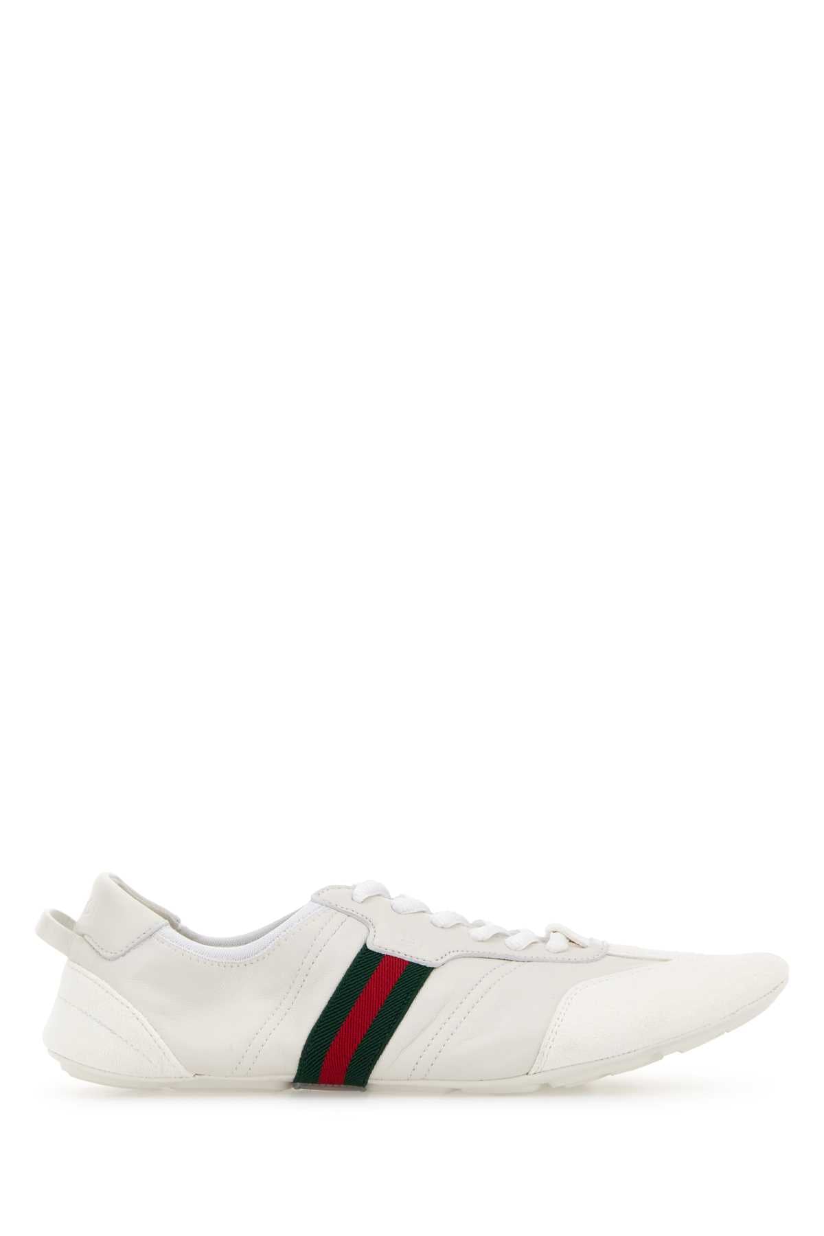 Gucci Women's Leather Sneakers with Web in White - view 1