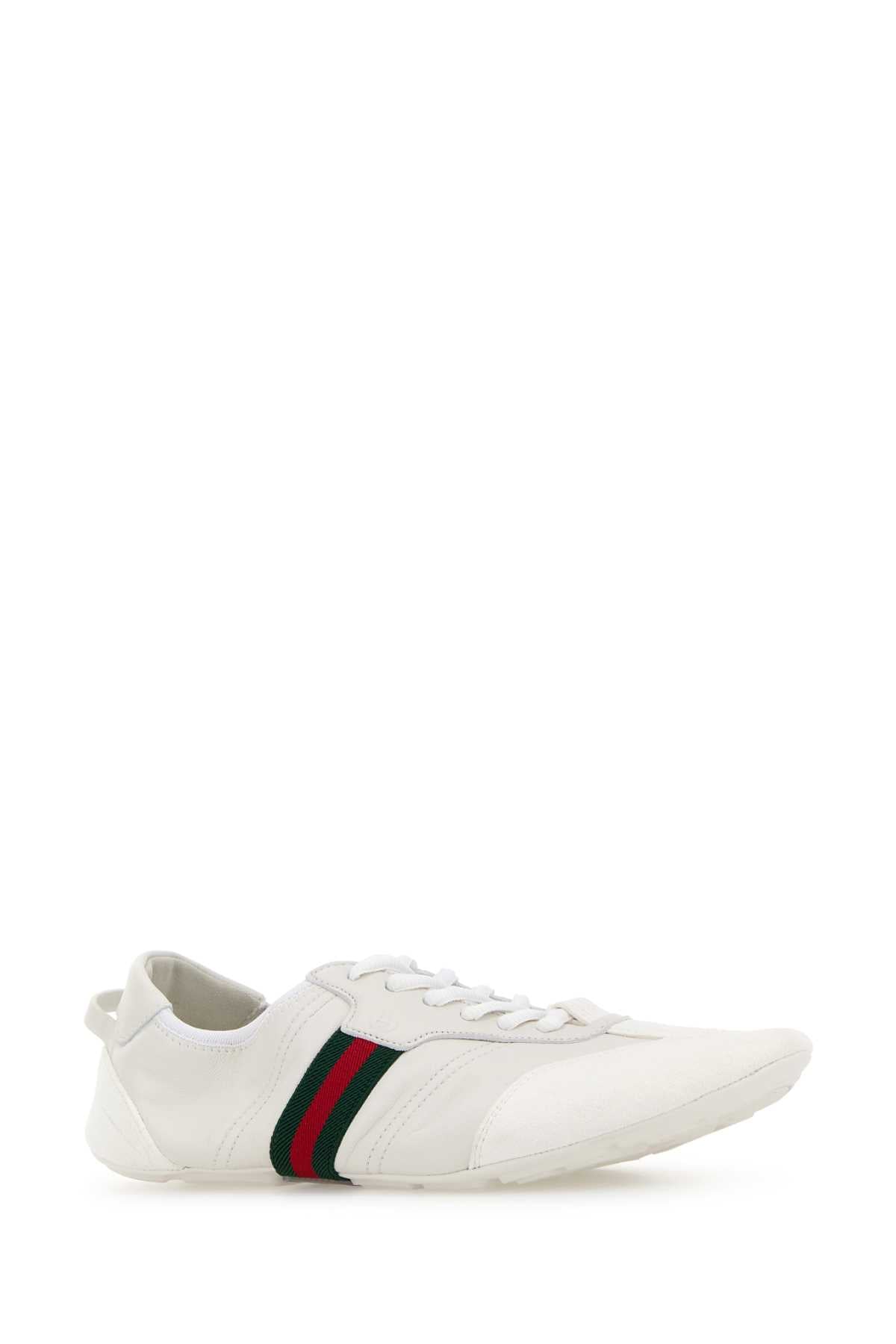 Gucci Women's Leather Sneakers with Web in White - view 2