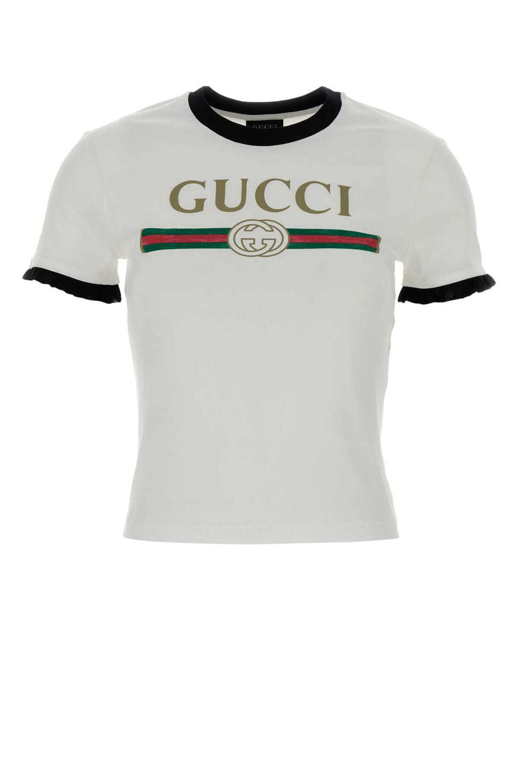 Gucci Women's Cotton T-Shirt with Gucci Print in Grey - view 1
