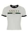 Gucci Women's Cotton T-Shirt with Gucci Print in Grey - view 1