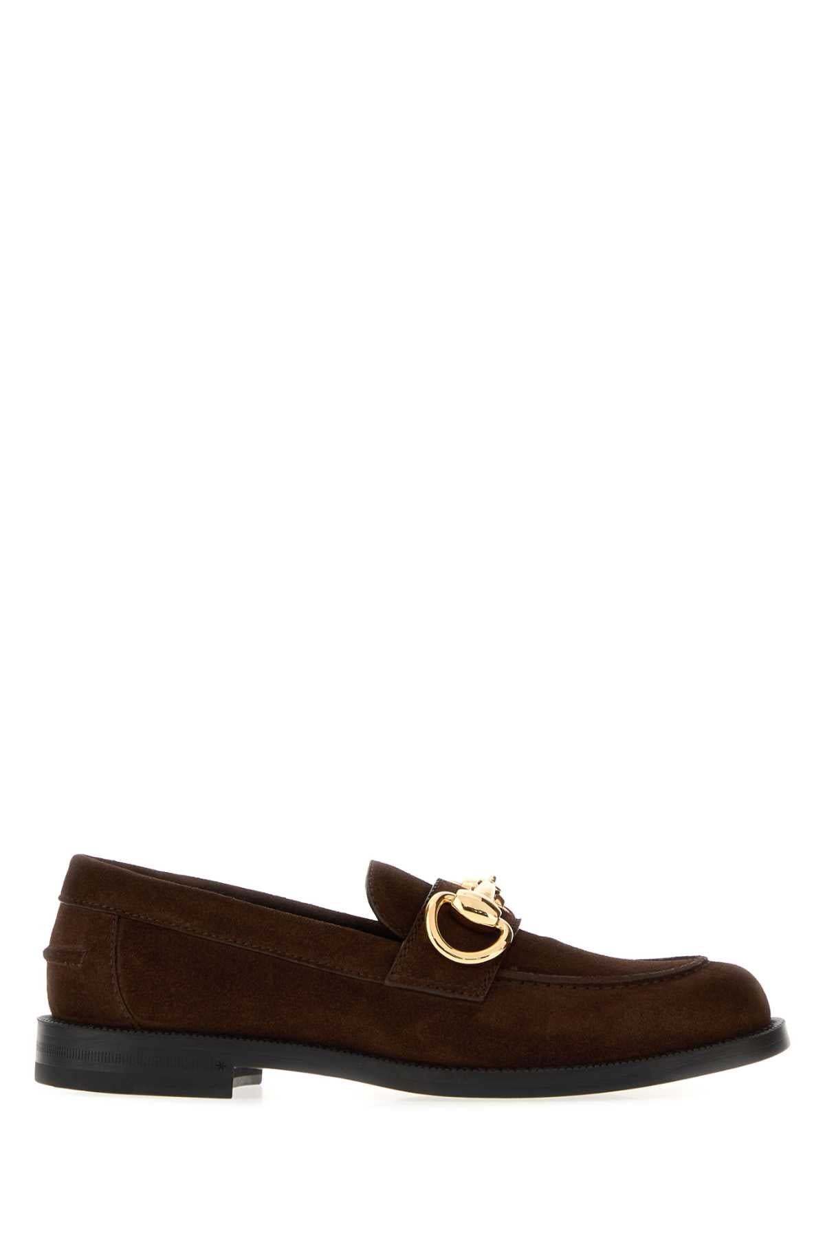 Gucci Women's Suede Horsebit Moccasins in Brown - view 1