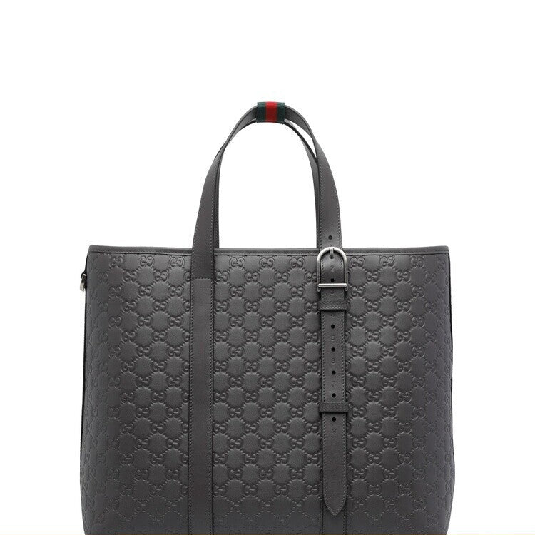 Gucci Men's Emblem Large Bag in Grey