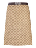 Gucci Women's GG Canvas Midi Skirt in Camel Cotton - view 1