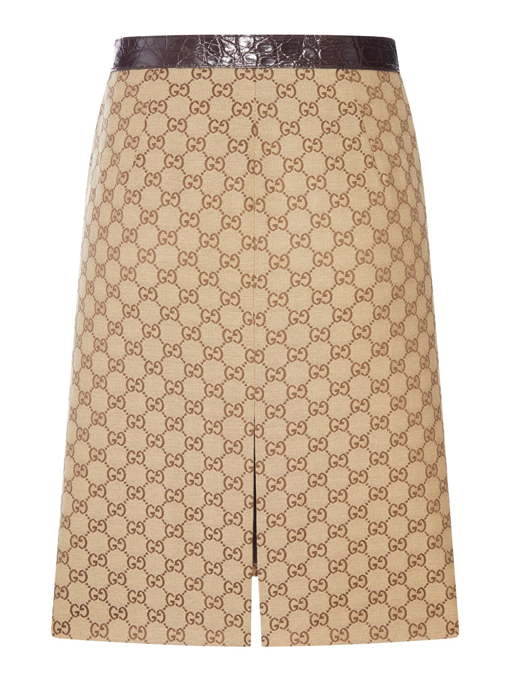 Gucci Women's GG Canvas Midi Skirt in Camel Cotton - view 2