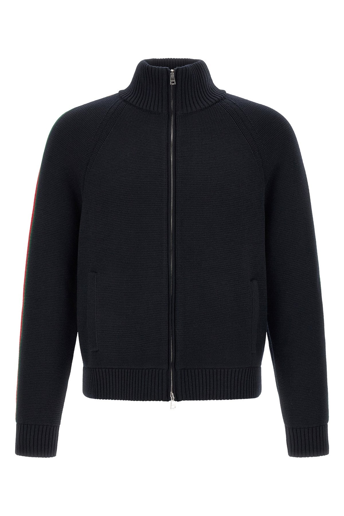 Gucci Men's Web Ribbon Knitted Jacket in Blue