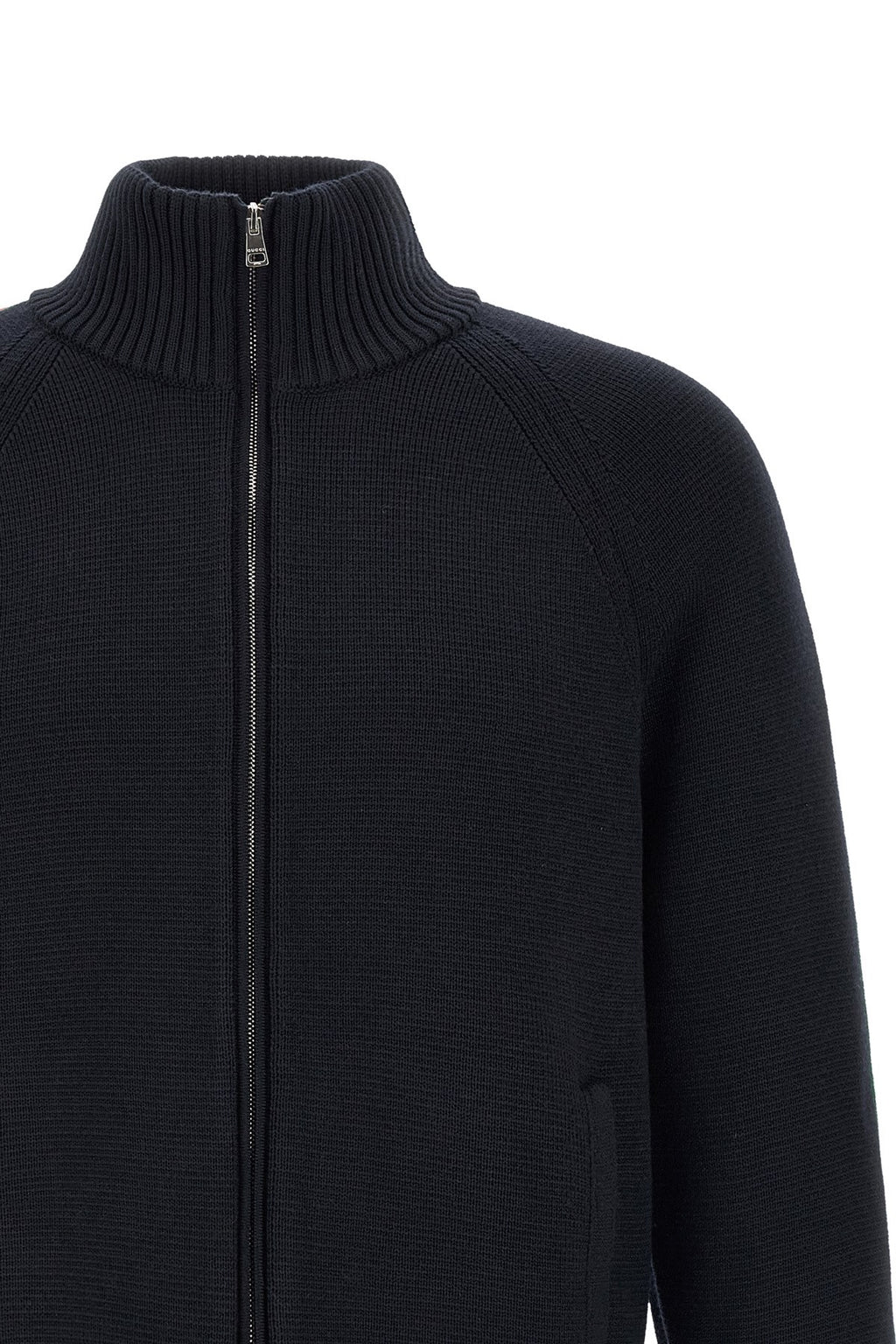 Gucci Men's Web Ribbon Knitted Jacket in Blue