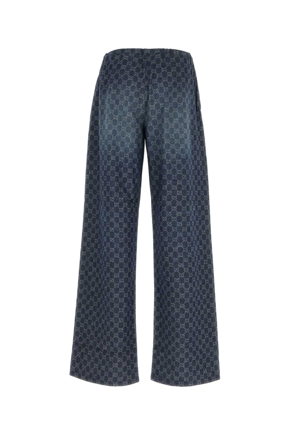Gucci Men's GG Jacquard Denim Jeans in Blue - view 2