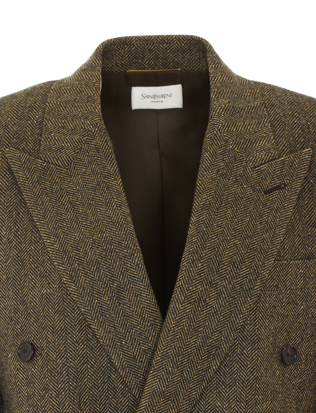 Saint Laurent Women's Herringbone Fabric Double in Brown - view 4