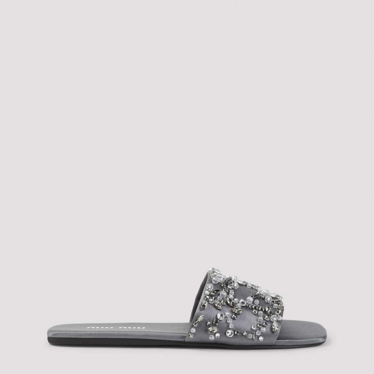 Miu Miu Women's Embellished Silk Wool Sandals in Grey - view 1