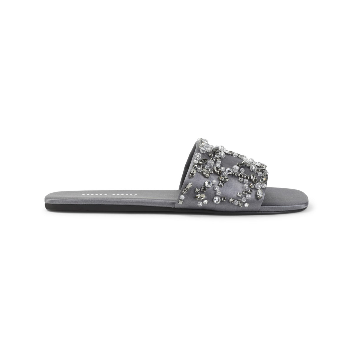 Miu Miu Women's Embellished Silk Wool Sandals in Grey - view 2