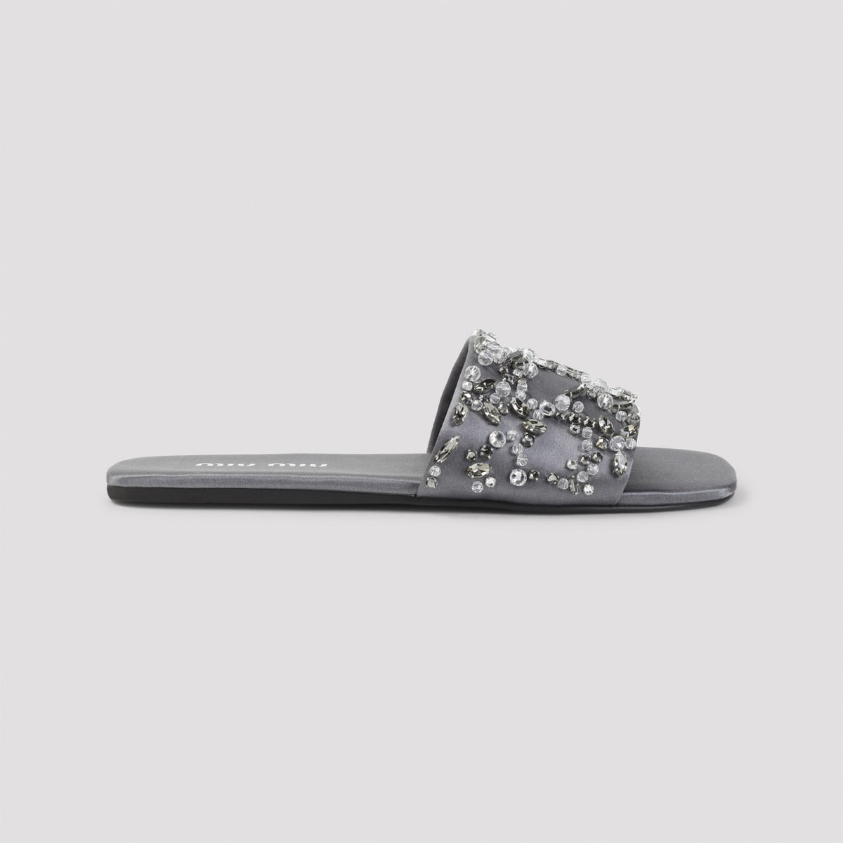 Miu Miu Women's Embellished Silk Wool Sandals in Grey - view 3