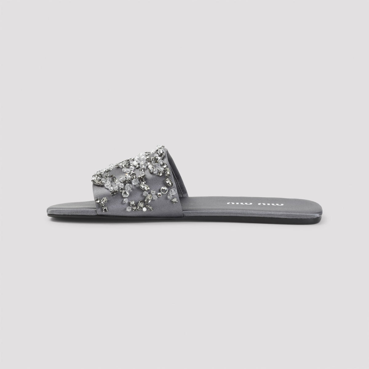 Miu Miu Women's Embellished Silk Wool Sandals in Grey - view 4