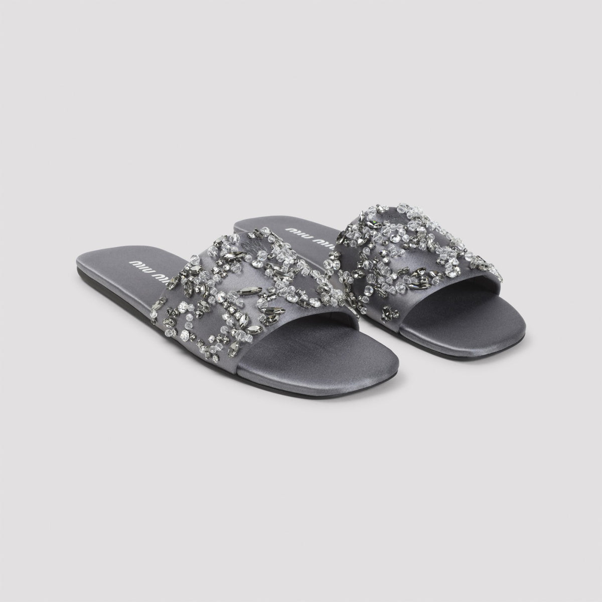 Miu Miu Women's Embellished Silk Wool Sandals in Grey - view 5