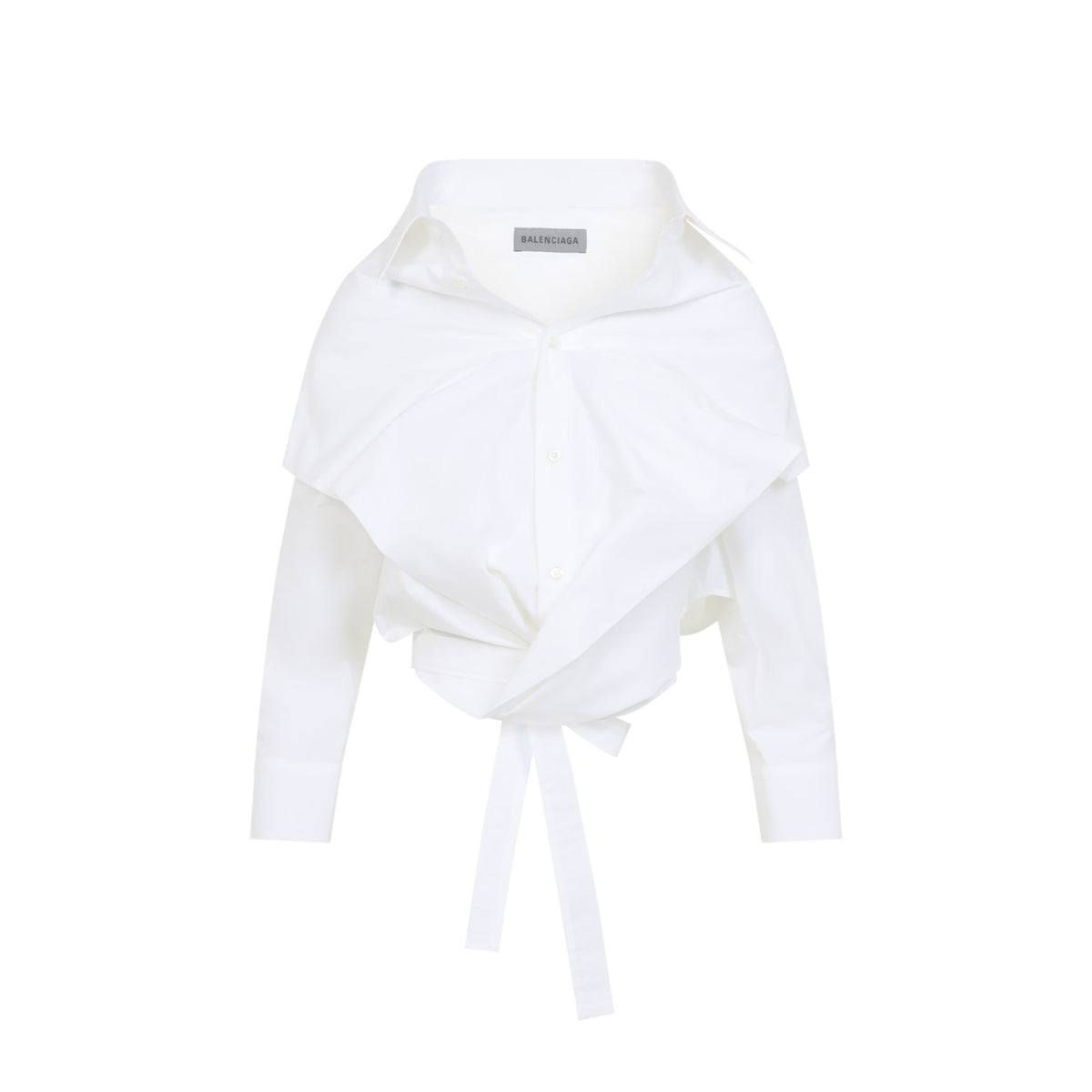 Balenciaga Women's Off Shoulder Cotton Shirt in White - view 2