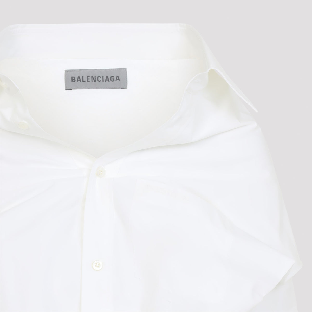 Balenciaga Women's Off Shoulder Cotton Shirt in White - view 5