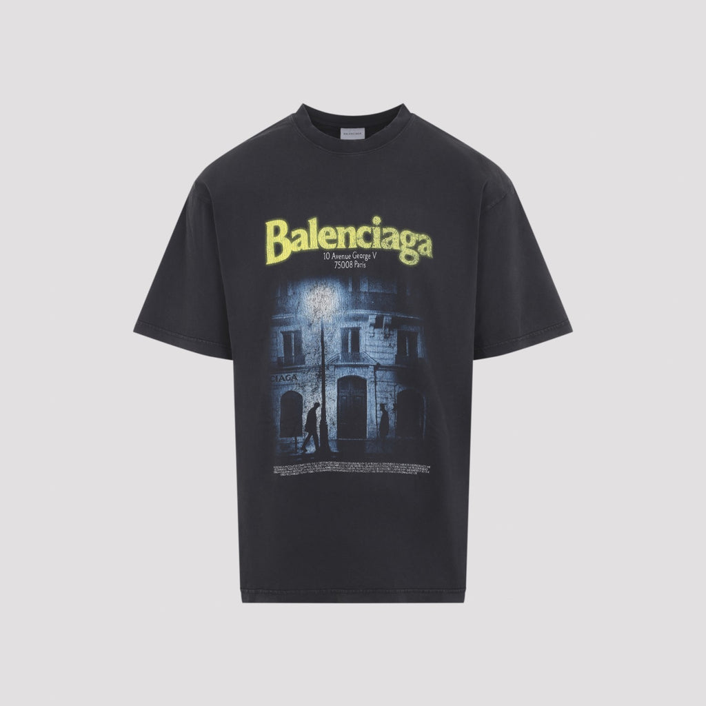 Balenciaga Men's Medium Fit T-Shirt in Faded Washed Black - view 1